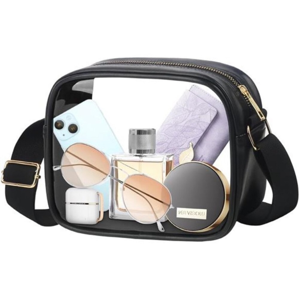 Clear Crossbody Bag, Stadium Approved Clear Bags with Adjustable Strap Clear